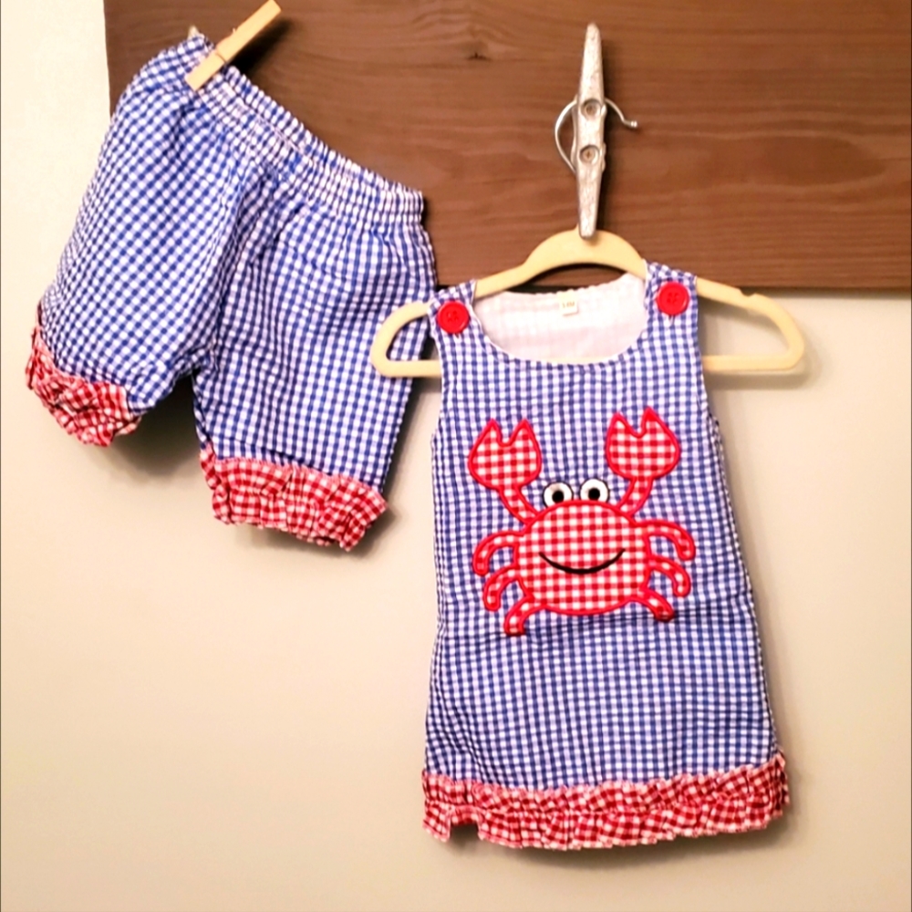 Blue & Red Crab Ruffle Outfit - Picture 2 of 2